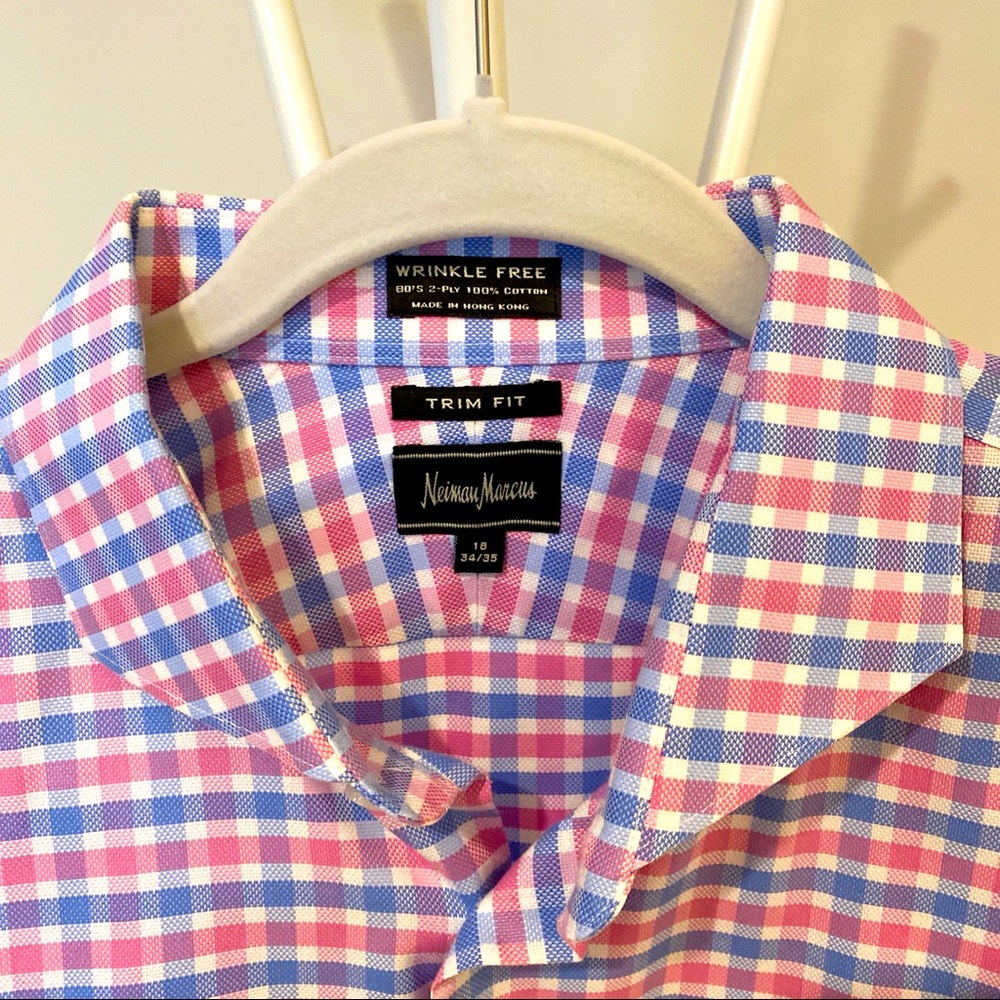 Neiman Marcus Pink & Blue Checkered Shirt
